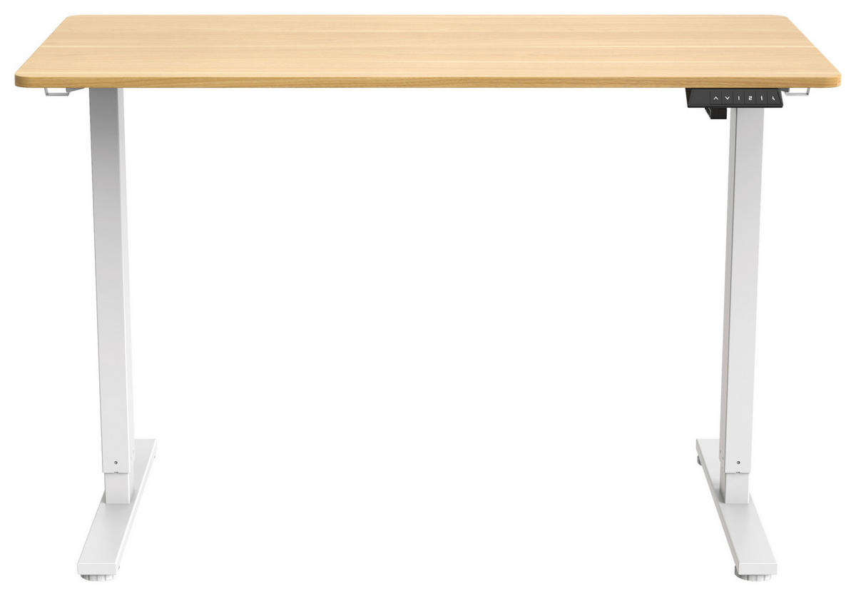 SCHREIBTISCH höhenverstellbar  - Eichefarben/Weiß, MODERN, Holzwerkstoff/Metall (120/60/73,5/118cm) - Livetastic