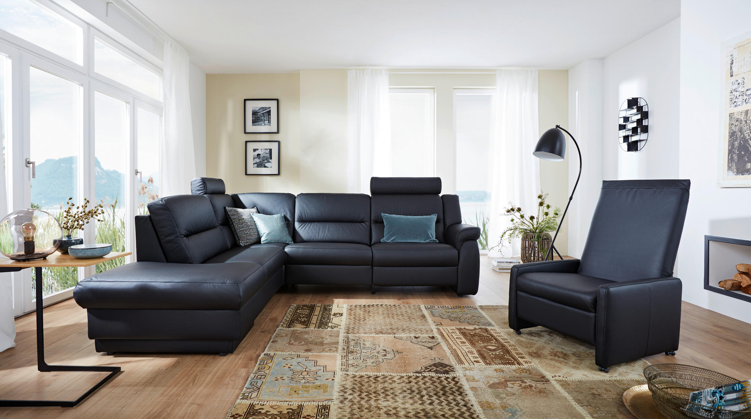 ECKSOFA in Echtleder Schwarz  - Schwarz, Konventionell, Leder (234/267cm) - Himolla