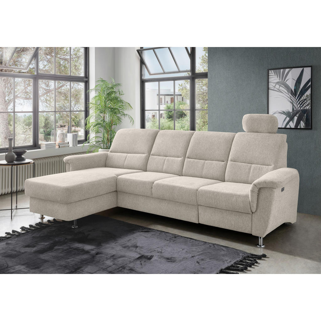 Thumbnail - Livetastic Ecksofa, Beige, Textil, Uni, 5-Sitzer, L-Form, Ottomane links, 292x165 cm, Made in EU, seitenverkehrt erhältl...