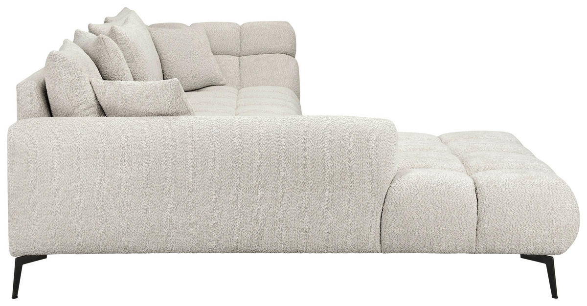 ECKSOFA Elfenbein Bouclé Zierkissen, Rückenkissen, Rücken echt  - Elfenbein/Schwarz, MODERN, Textil/Metall (217/318cm) - Carryhome