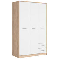 OMARA S KLASIČNIMI VRATI, bela, hrast sonoma  - srebrne barve/bela, Moderno, umetna masa/leseni material (118,5/197/54,5cm) - MID.YOU