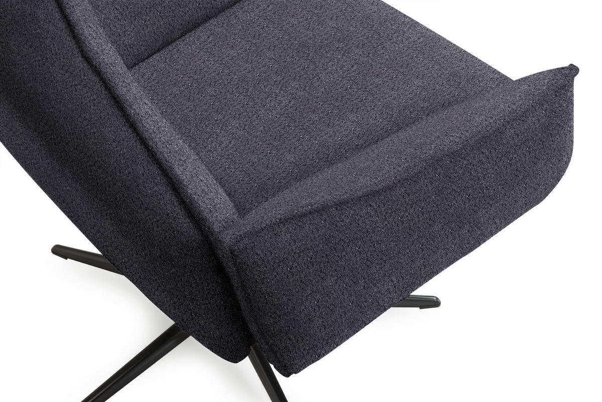 RELAXSESSEL in Textil Anthrazit  - Anthrazit/Schwarz, Design, Textil/Metall (76/103/86cm) - Welnova