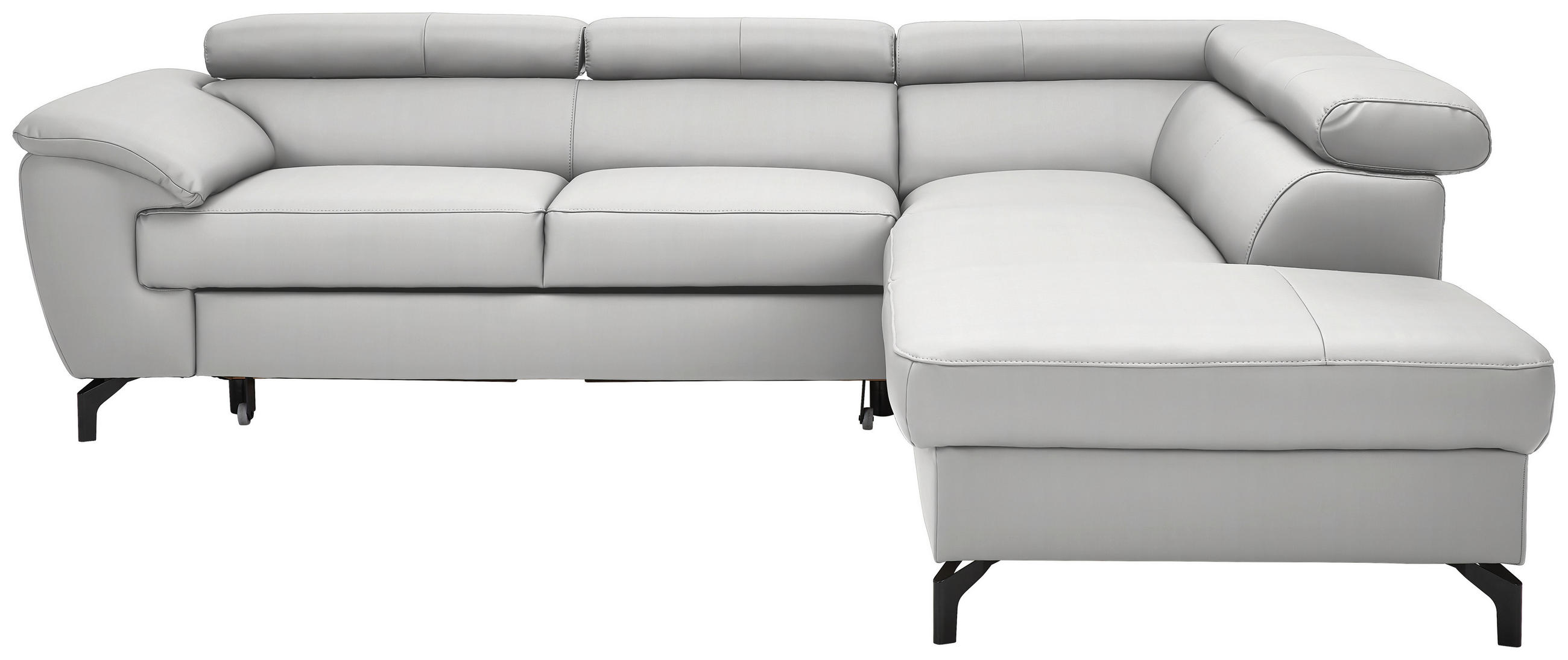 SAROKKANAPÉ textil, bőr világosszürke  - világosszürke/fekete, Design, bőr/textil (256/220cm) - Celina Home
