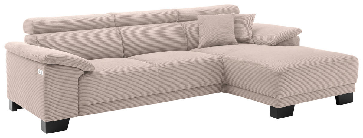 ECKSOFA in Cord Taupe  - Taupe/Schwarz, Design, Holz/Textil (270/174cm) - Pure Home Lifestyle