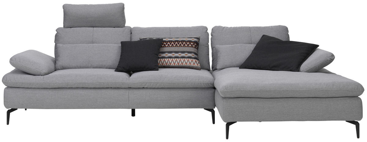 ECKSOFA in Webstoff Hellgrau  - Hellgrau/Schwarz, Design, Textil/Metall (301/179cm) - Chilliano
