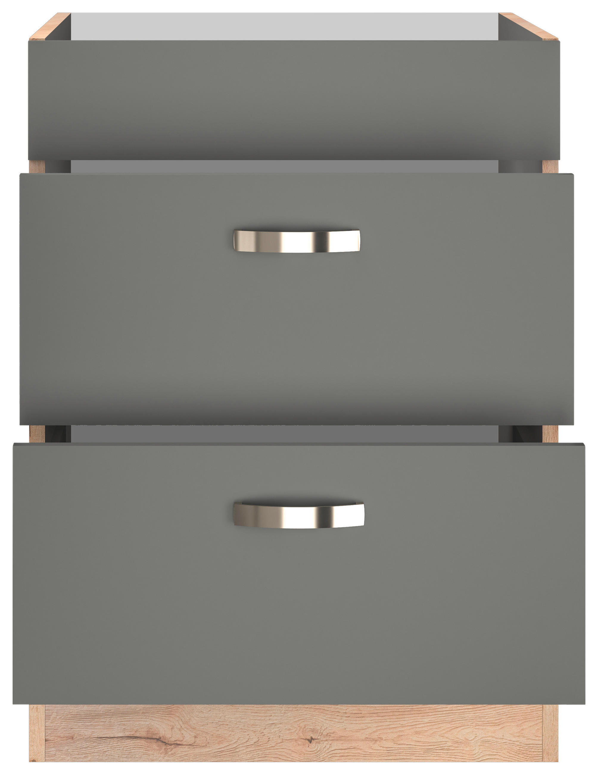 SCHUBKASTENUNTERSCHRANK 60/82/57 cm  in Dunkelgrau, Eiche San Remo  - Edelstahlfarben/Dunkelgrau, MODERN, Holzwerkstoff/Metall (60/82/57cm) - FlexWell
