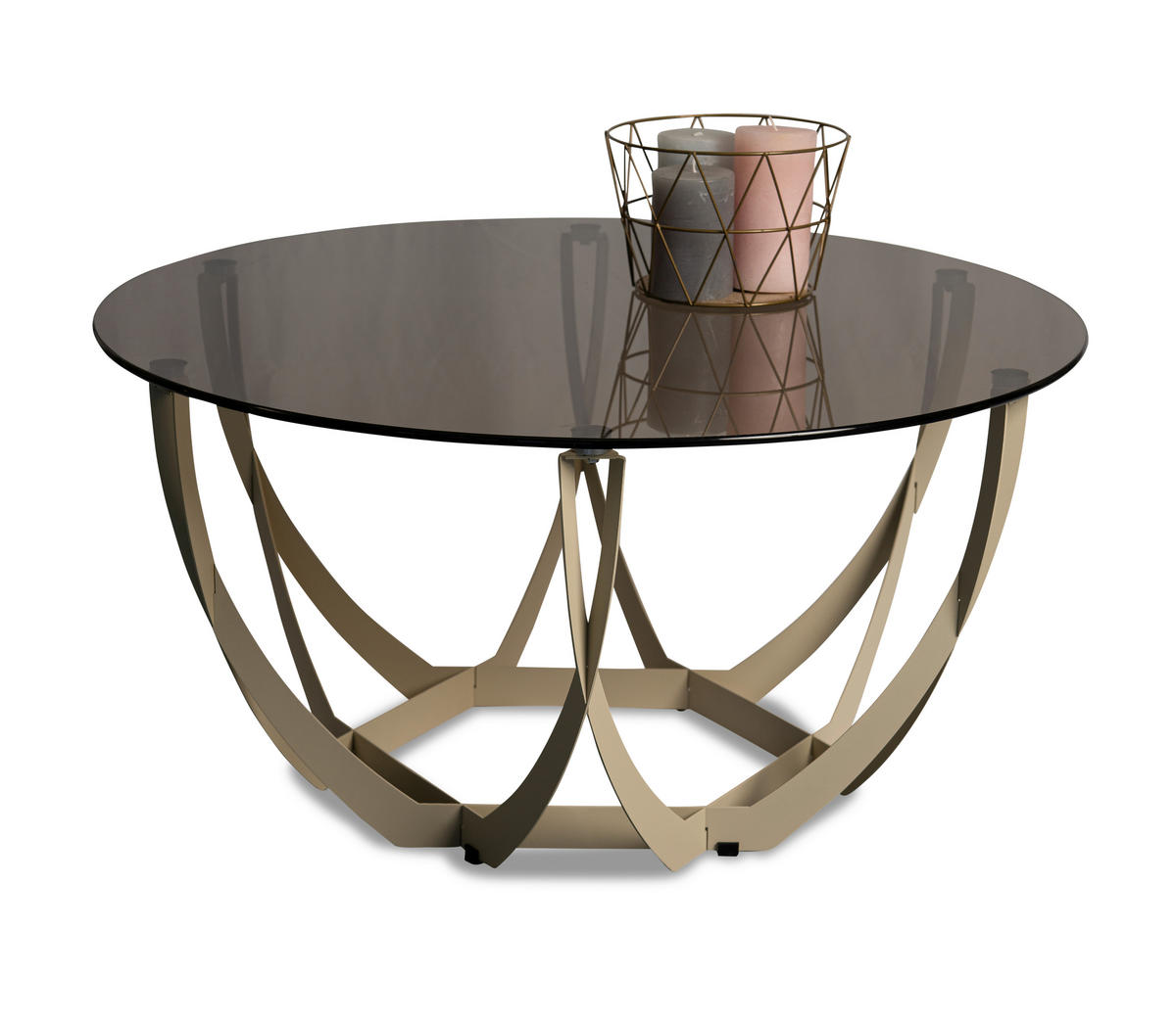 COUCHTISCH Sicherheitsglas 80/80/40 cm rund Creme, Bronzefarben  - Creme/Bronzefarben, Basics, Glas/Metall (80/80/40cm) - Xora