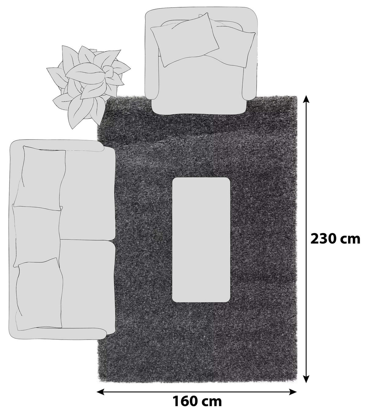 HOCHFLORTEPPICH 160/230 cm Fashion Shaggy Dunkelgrau  - Dunkelgrau, Basics, Textil (160/230cm) - Novel