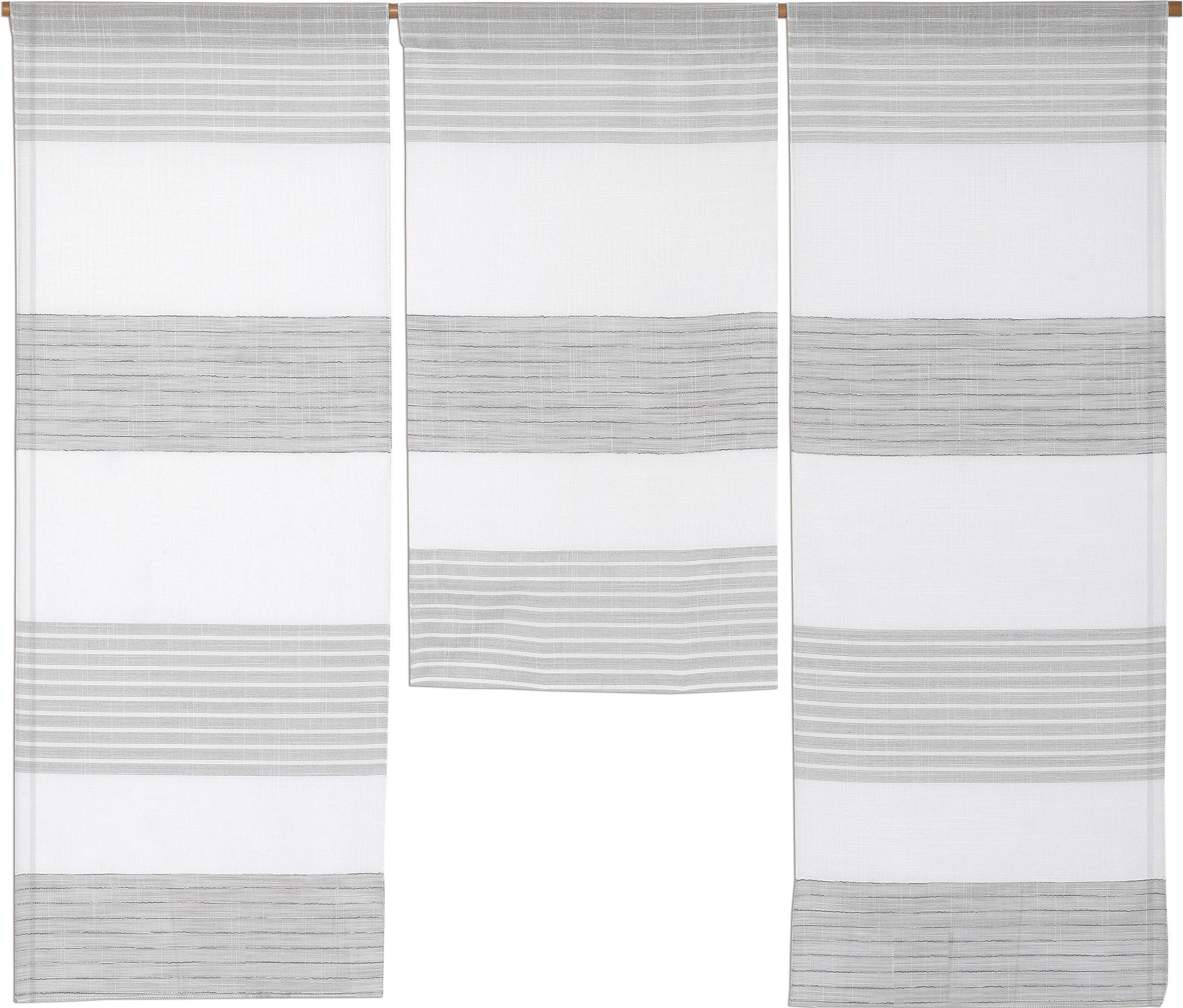 KURZGARDINE 3ER SET   90/80 cm   - Weiß/Grau, Design, Textil (90/80cm)