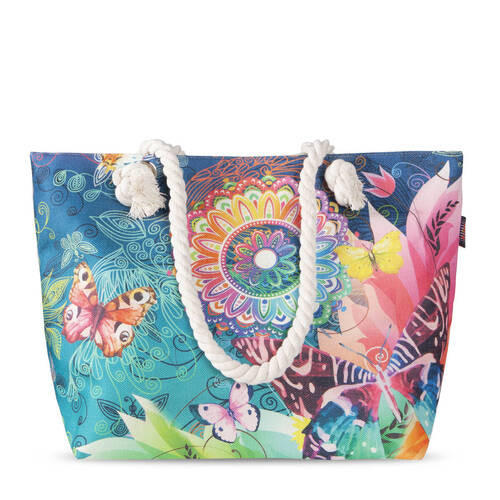 STRANDTASCHE - Blau/Petrol, Trend, Textil (43/60cm)