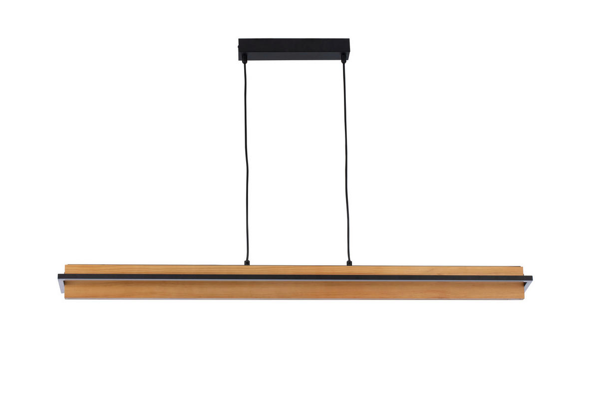 LED-HÄNGELEUCHTE Nunki 114/12/150 cm   - Schwarz/Kieferfarben, Design, Holz/Kunststoff (114/12/150cm) - Novel