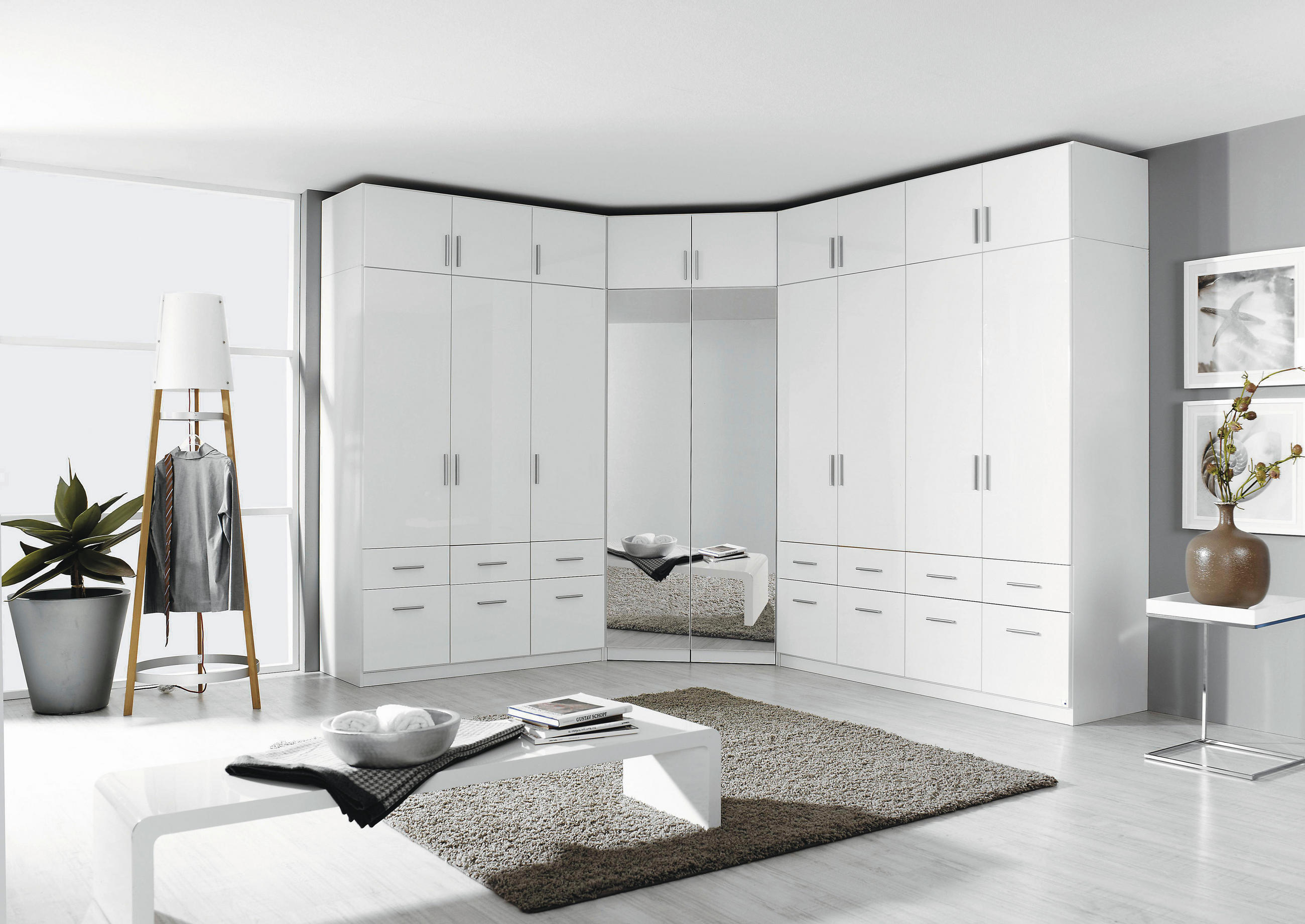 AUFSATZSCHRANK 117/39/117 cm Weiß, Weiß Hochglanz  - Weiß Hochglanz/Alufarben, Design, Holzwerkstoff/Kunststoff (117/39/117cm) - Carryhome