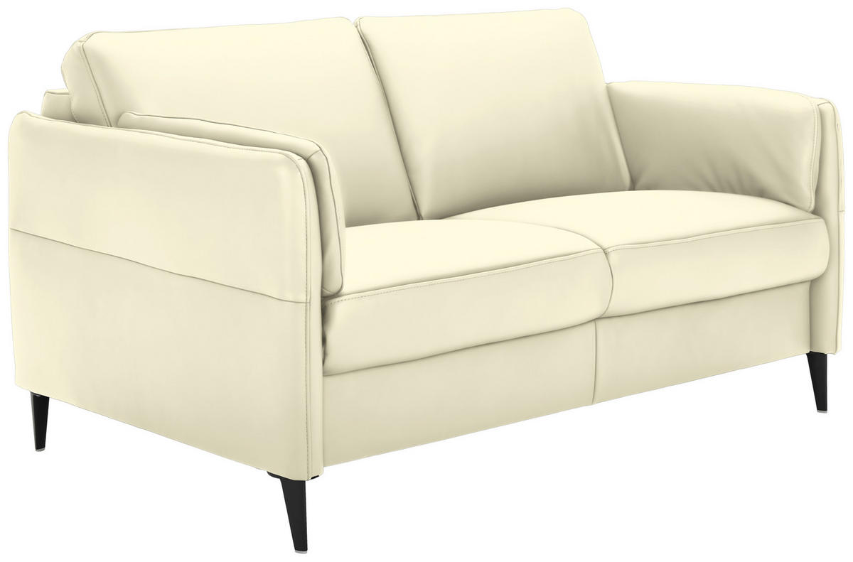 2,5-SITZER in Echtleder Weiss  - Weiss/Schwarz, Design, Leder/Metall (164/84/99cm) - Dieter Knoll