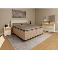 BOXSPRINGBETT 180/200 cm  in Beige  - Beige/Schwarz, KONVENTIONELL, Kunststoff/Textil (180/200cm) - Musterring