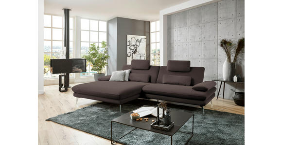 ECKSOFA Dunkelbraun Webstoff  - Dunkelbraun/Schwarz, Design, Textil/Metall (184/284cm) - Dieter Knoll