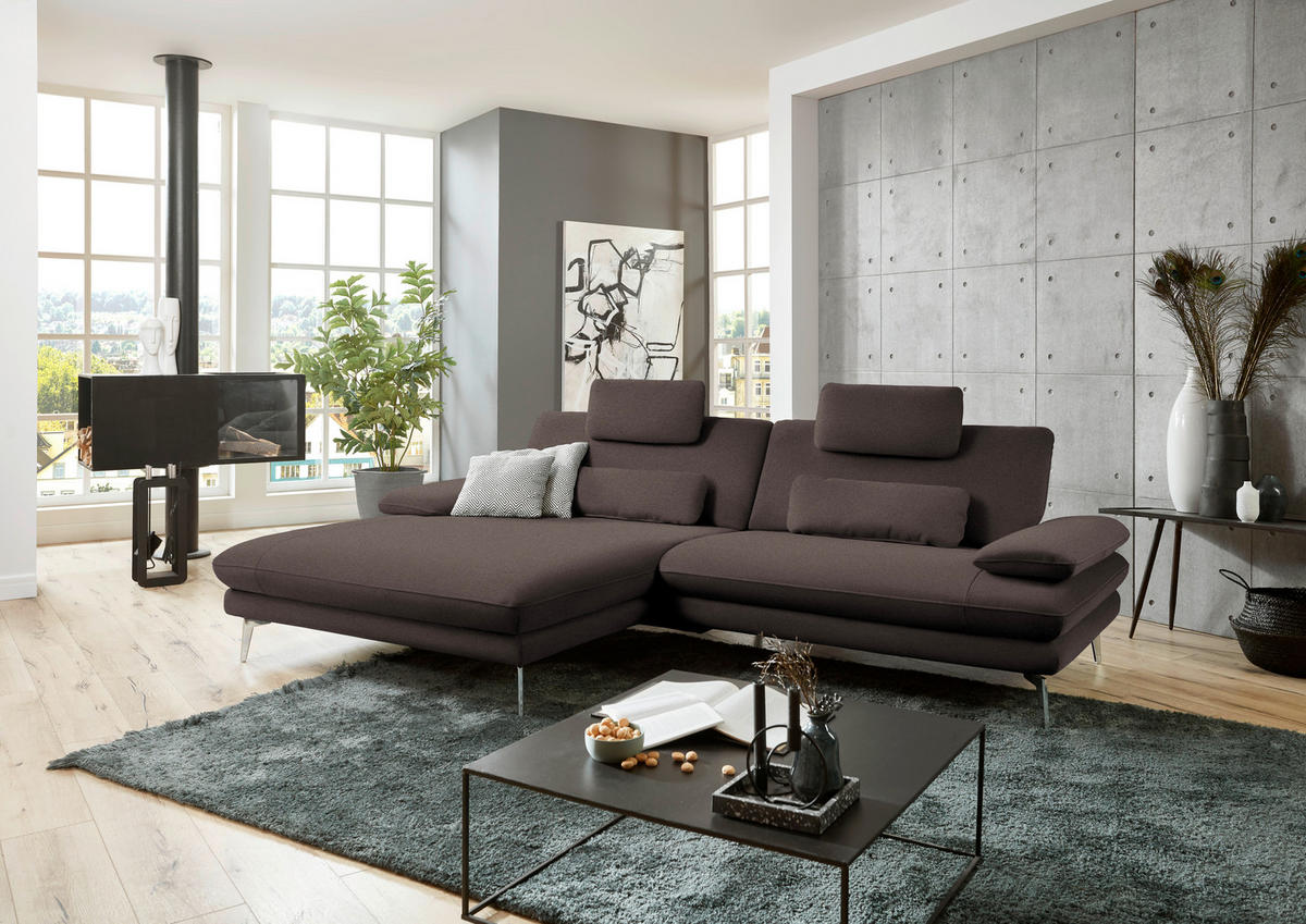 ECKSOFA Dunkelbraun Webstoff  - Dunkelbraun/Schwarz, Design, Textil/Metall (184/284cm) - Dieter Knoll