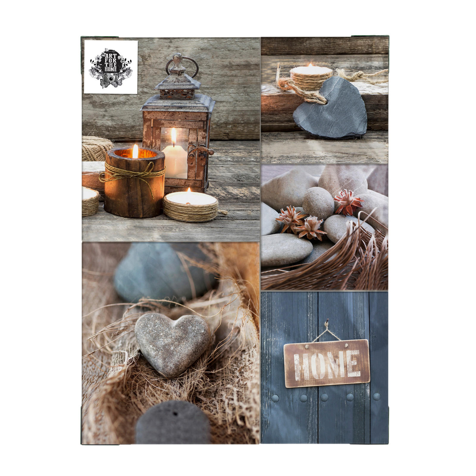 LEINWANDBILD Stillleben, Kerzen, Steine 60/80 cm  - Multicolor, Basics, Wellpappe/Textil (60/80cm) - Xora