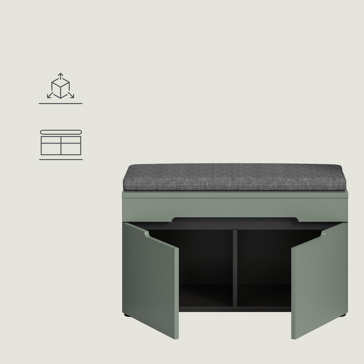 LAVICA DO PREDSIENE, 80/45/37 cm - čierna/sivá, Design, kompozitné drevo/plast (80/45/37cm) - Livetastic