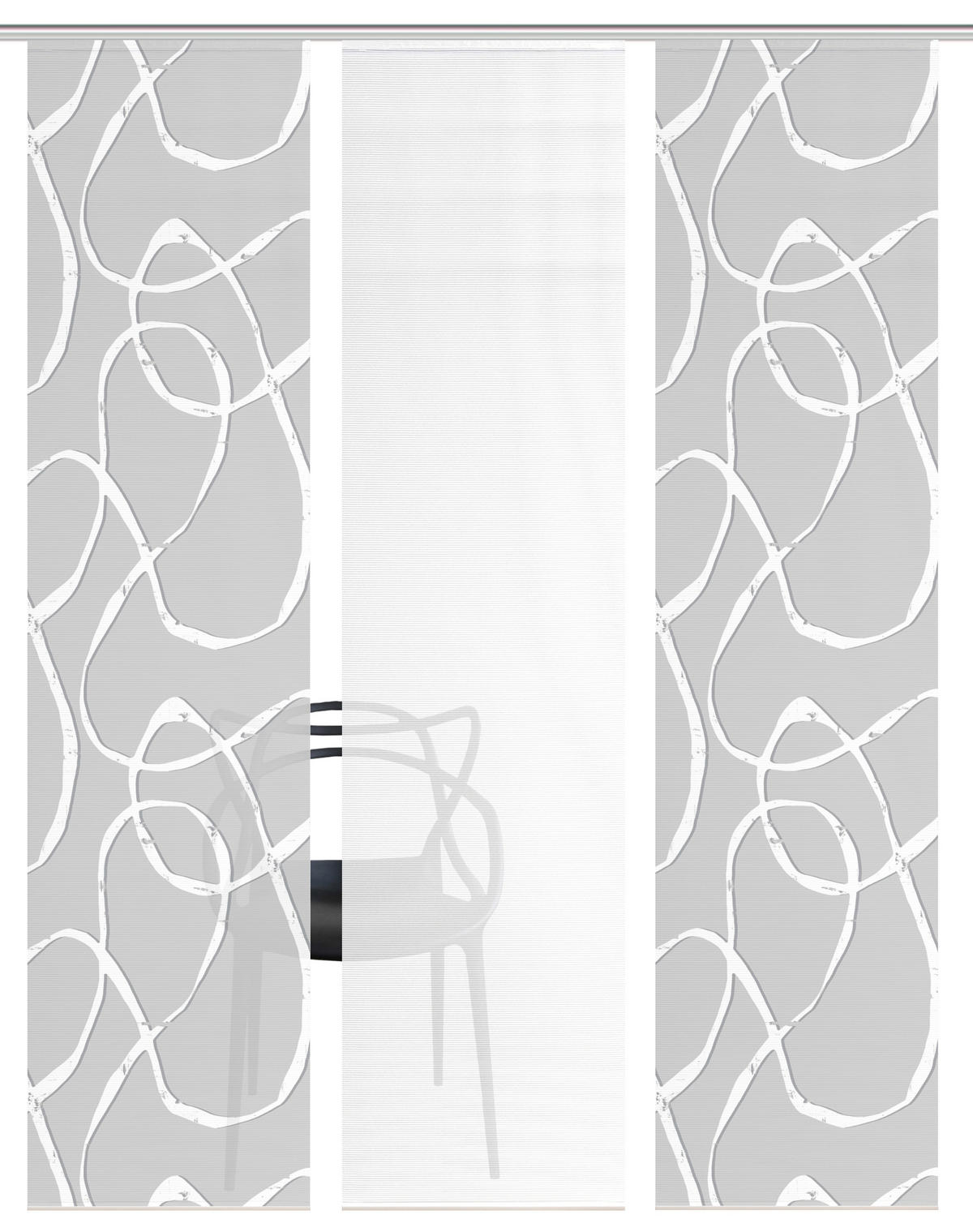 FLÄCHENVORHANG  3 Stück  blickdicht  60/260 cm   - Hellgrau/Weiß, KONVENTIONELL, Textil (60/260cm)