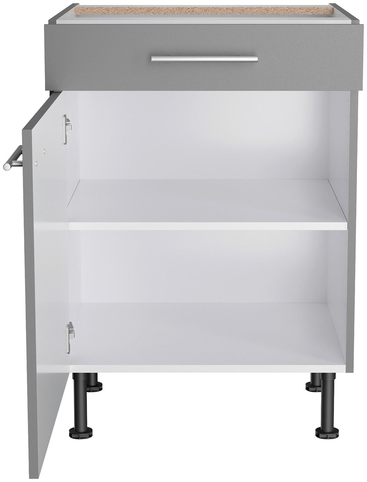 ECKKÜCHE 200/270 cm  in Grau  - Edelstahlfarben/Anthrazit, Basics, Holzwerkstoff/Metall (200/270cm) - Optifit