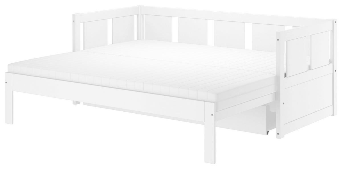 VÝSUVNÁ POSTEĽ, 90-180/200 cm biela - biela/prírodná farba, Konventionell, drevo (90-180/200cm) - Carryhome