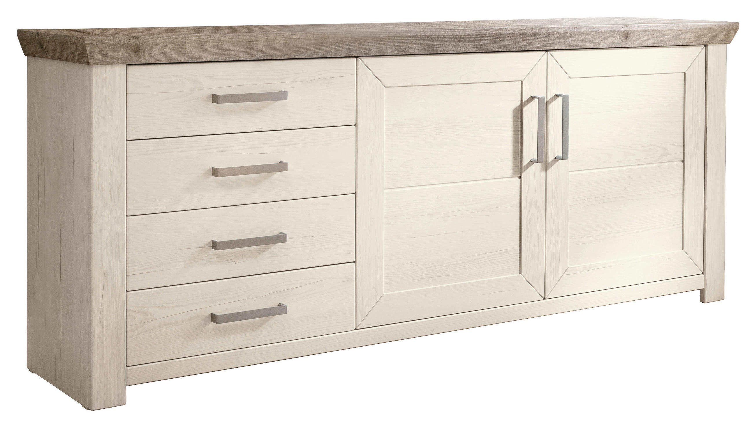 SIDEBOARD 184,1/78,6/44,2 cm  in Weiß, Eichefarben  - Eichefarben/Weiß, Design, Holzwerkstoff/Metall (184,1/78,6/44,2cm) - SetOne by Musterring