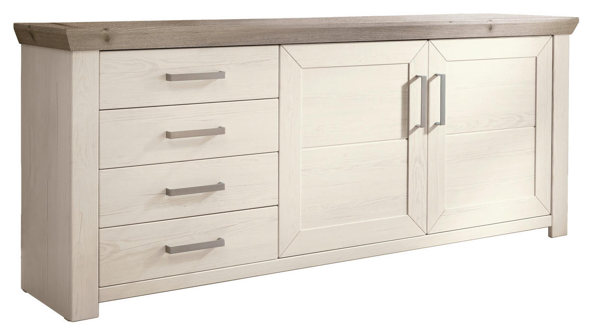 SIDEBOARD  in 184,1/78,6/44,2 cm  - Eichefarben/Weiß, Design, Holzwerkstoff/Metall (184,1/78,6/44,2cm) - SetOne by Musterring