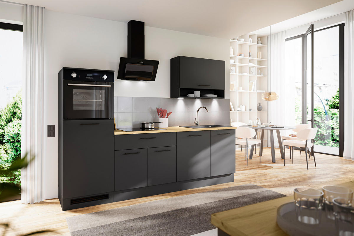 KÜCHENLEERBLOCK 260 cm   in Schwarz, Eiche Artisan  - Schwarz/Eiche Artisan, Design, Holzwerkstoff/Metall (260cm) - MID.YOU