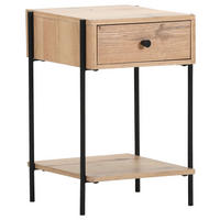NOČNÍ STOLEK, dub, černá, barvy dubu, 40/60/40 cm - černá/barvy dubu, Design, kov/dřevo (40/60/40cm) - Landscape