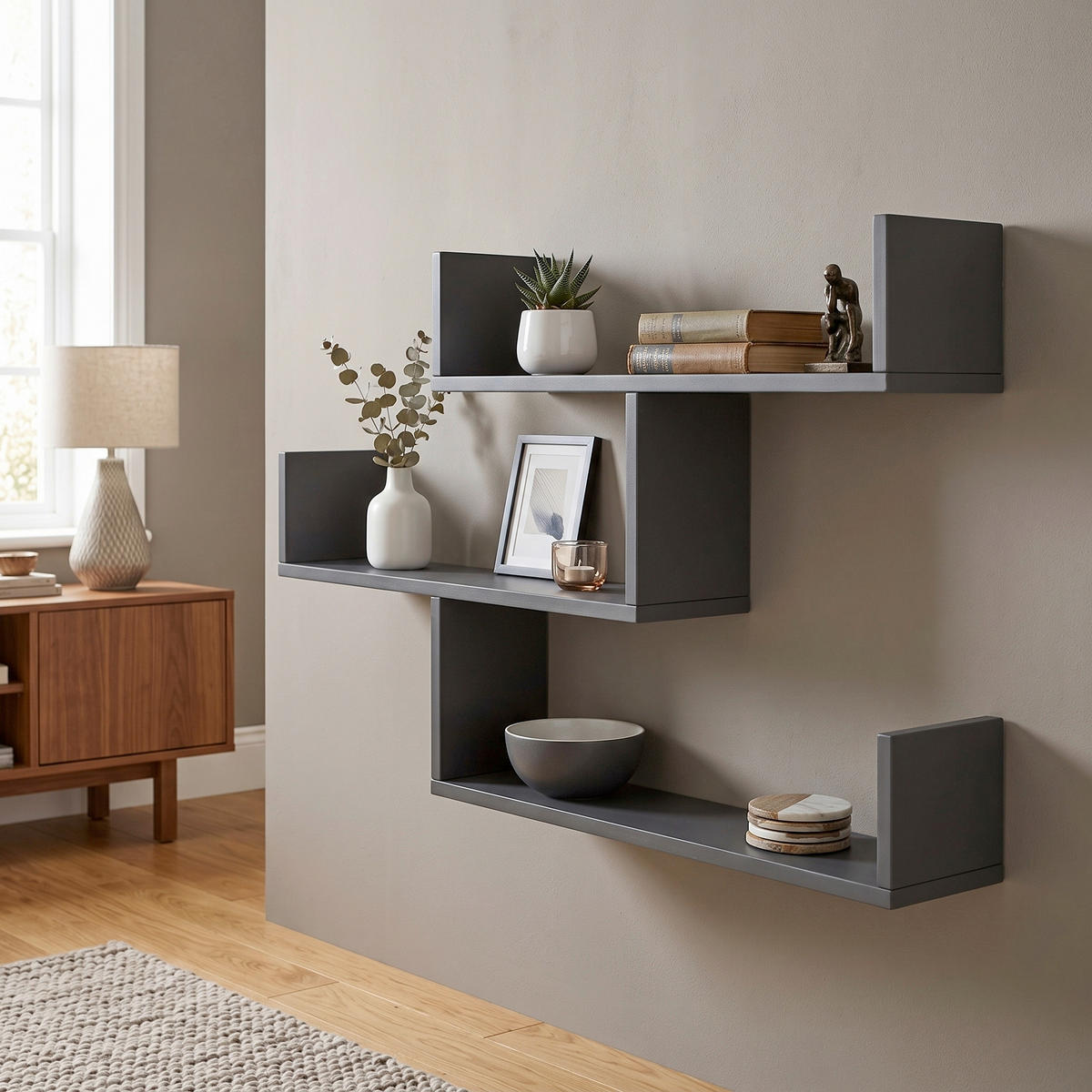 WANDREGAL 120/67/22 cm  - Anthrazit, Design, Holzwerkstoff (120/67/22cm) - Livetastic