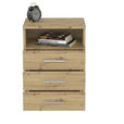 NACHTSCHRANK 45/62/35 cm  - Eichefarben/Alufarben, KONVENTIONELL, Holzwerkstoff/Kunststoff (45/62/35cm) - Carryhome