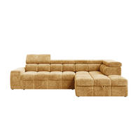 ECKSOFA  in Chenille Goldfarben  - Goldfarben/Schwarz, MODERN, Kunststoff/Textil (292/204cm) - Milino