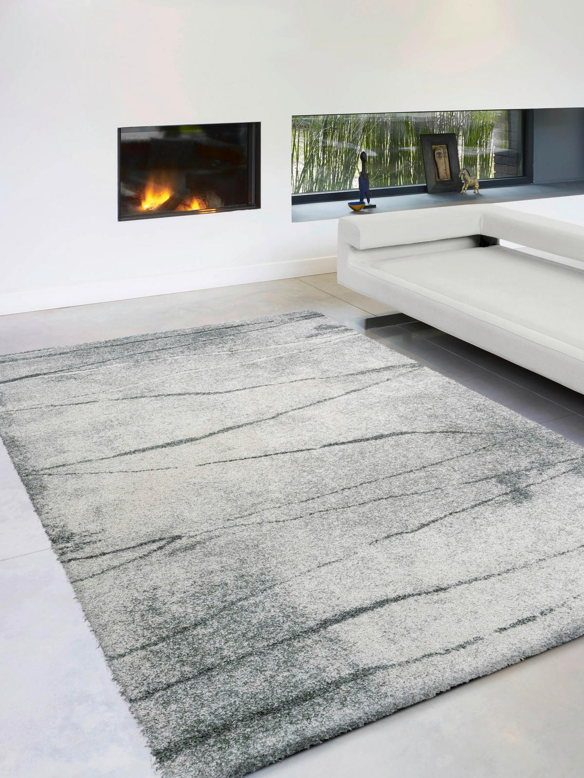 WEBTEPPICH  Wohnzimmer 133/195 cm Mehari Creme, Grün, Dunkelgrau  - Dunkelgrau/Creme, Basics, Kunststoff/Textil (133/195cm) - Novel