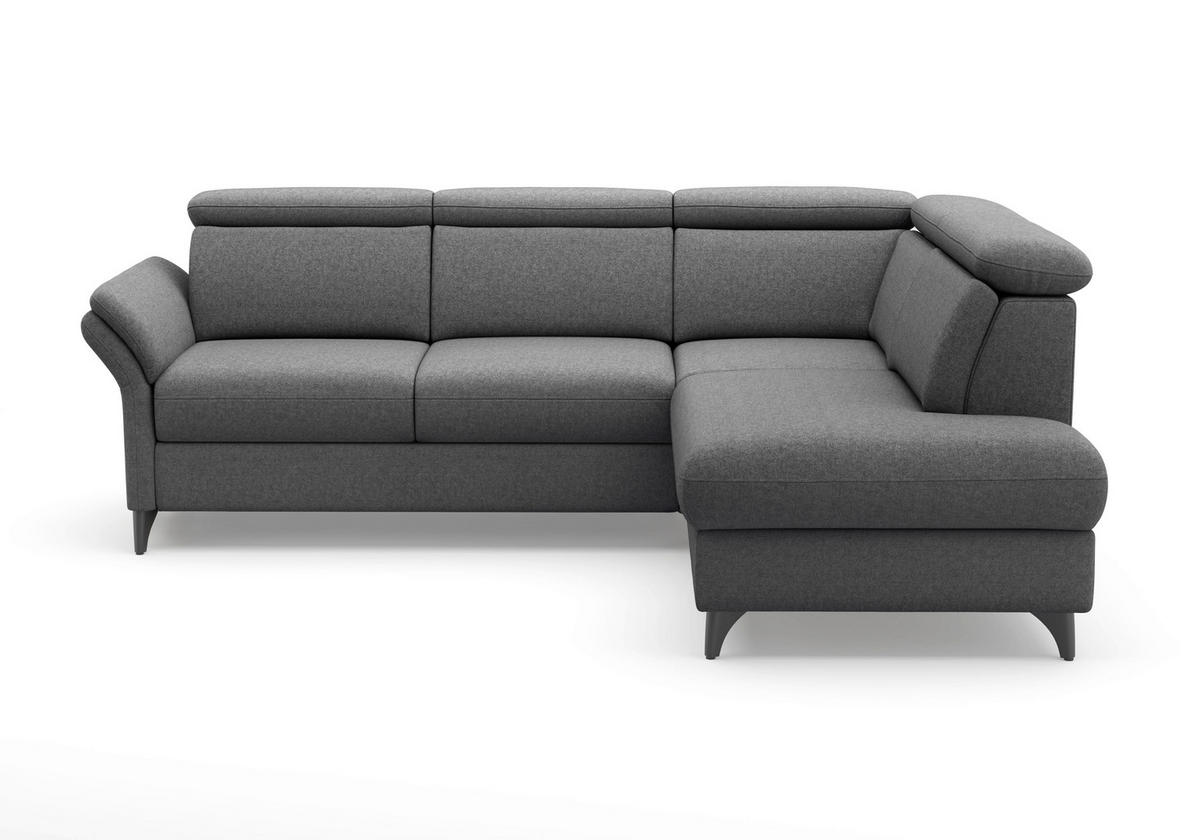 ECKSOFA Flachgewebe Dunkelgrau  - Dunkelgrau/Schwarz, Konventionell, Textil/Metall (247/193cm) - Sit & More