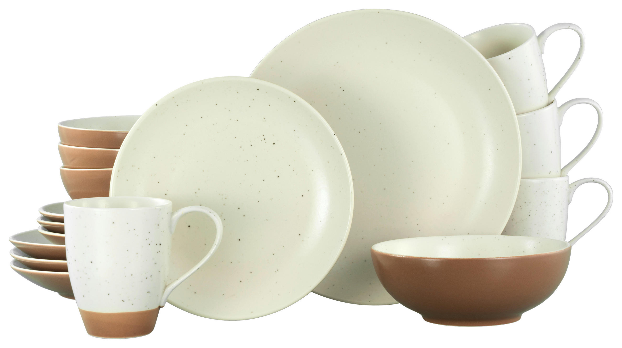 KOMBISERVICE Weiß, Terracotta 16-teilig Sand Dunes  - Terracotta/Weiß, Trend, Keramik (34/32/33cm) - Creatable