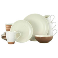 KOMBINOVANÁ SOUPRAVA, 16dílné, kamenina - bílá/terracotta, Trend, keramika (34/32/33cm) - Creatable