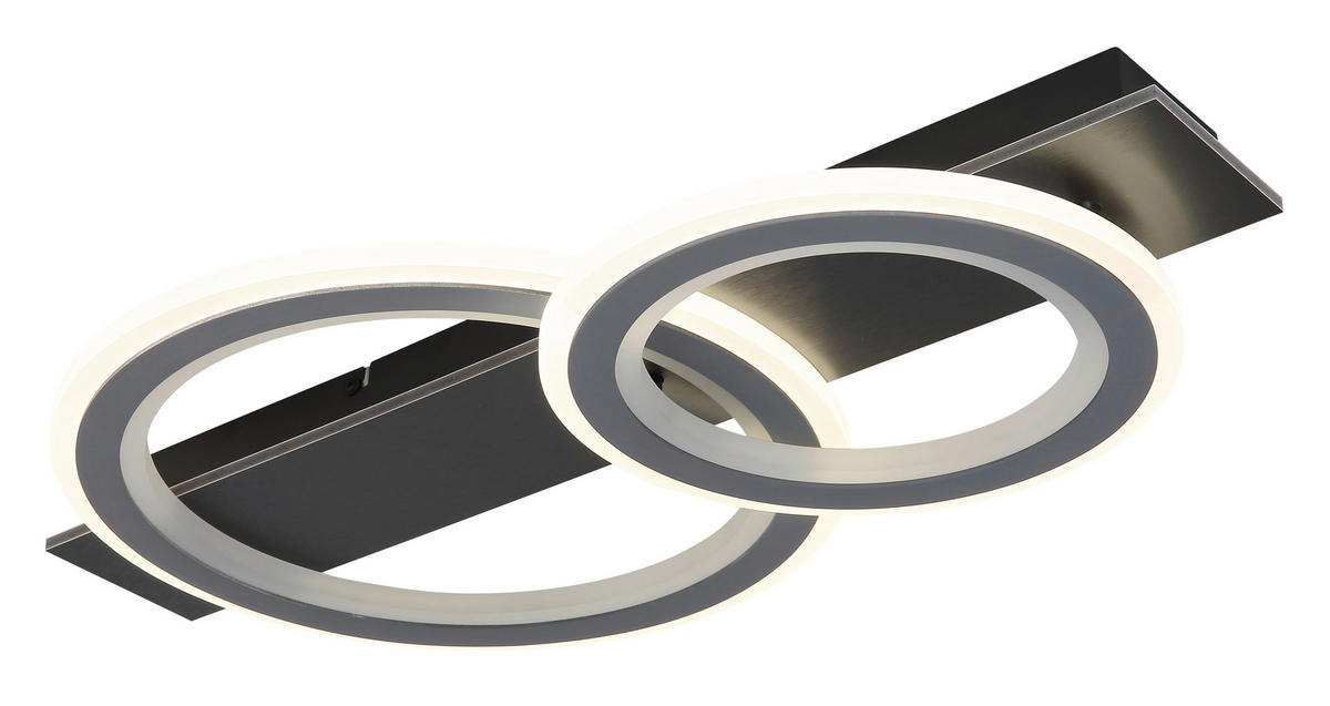 LED-DECKENLEUCHTE 63/37/8 cm   - Opal/Hellgrau, Design, Kunststoff/Metall (63/37/8cm) - Globo