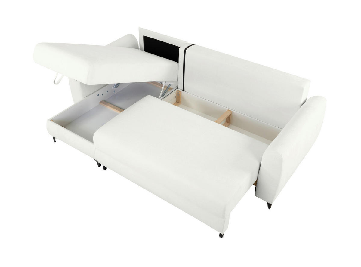 ECKSOFA Moli Creme  - Creme/Schwarz, Design, Textil/Metall (236/148cm) - Mican