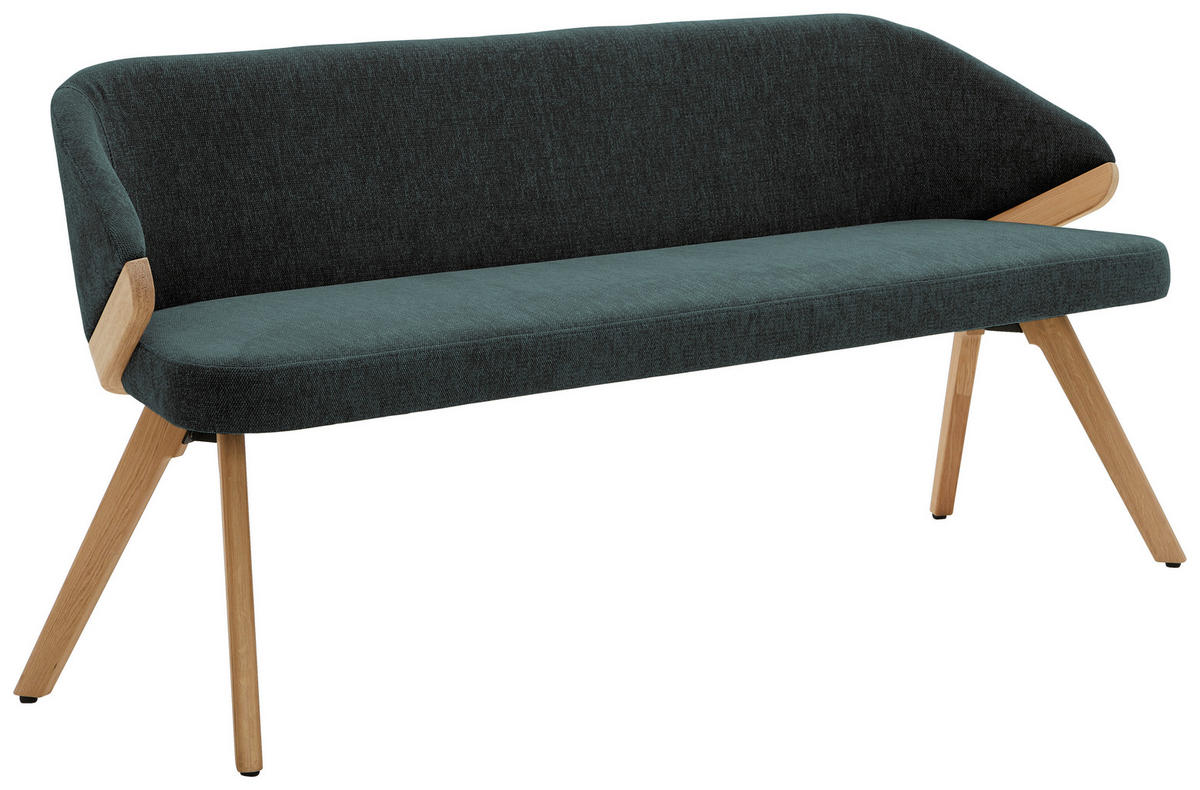 SITZBANK 231/83/59 cm Chenille Grün Eiche massiv  - Eiche Bianco/Grün, KONVENTIONELL, Holz/Textil (231/83/59cm) - Linea Natura