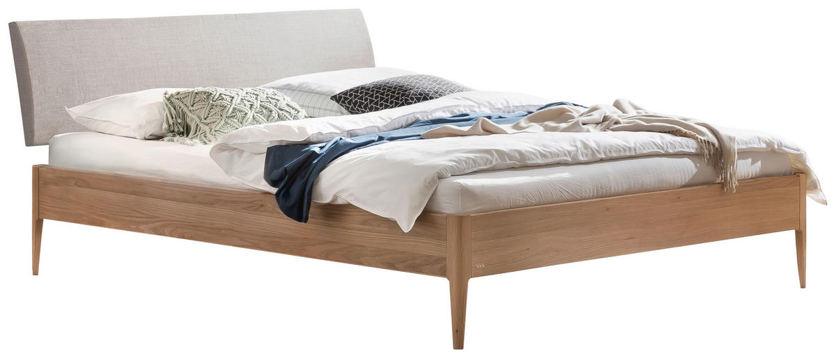 BETT 160/200 cm  in Eichefarben, Hellgrau  - Eichefarben/Hellgrau, KONVENTIONELL, Holz/Textil (160/200cm) - Hasena