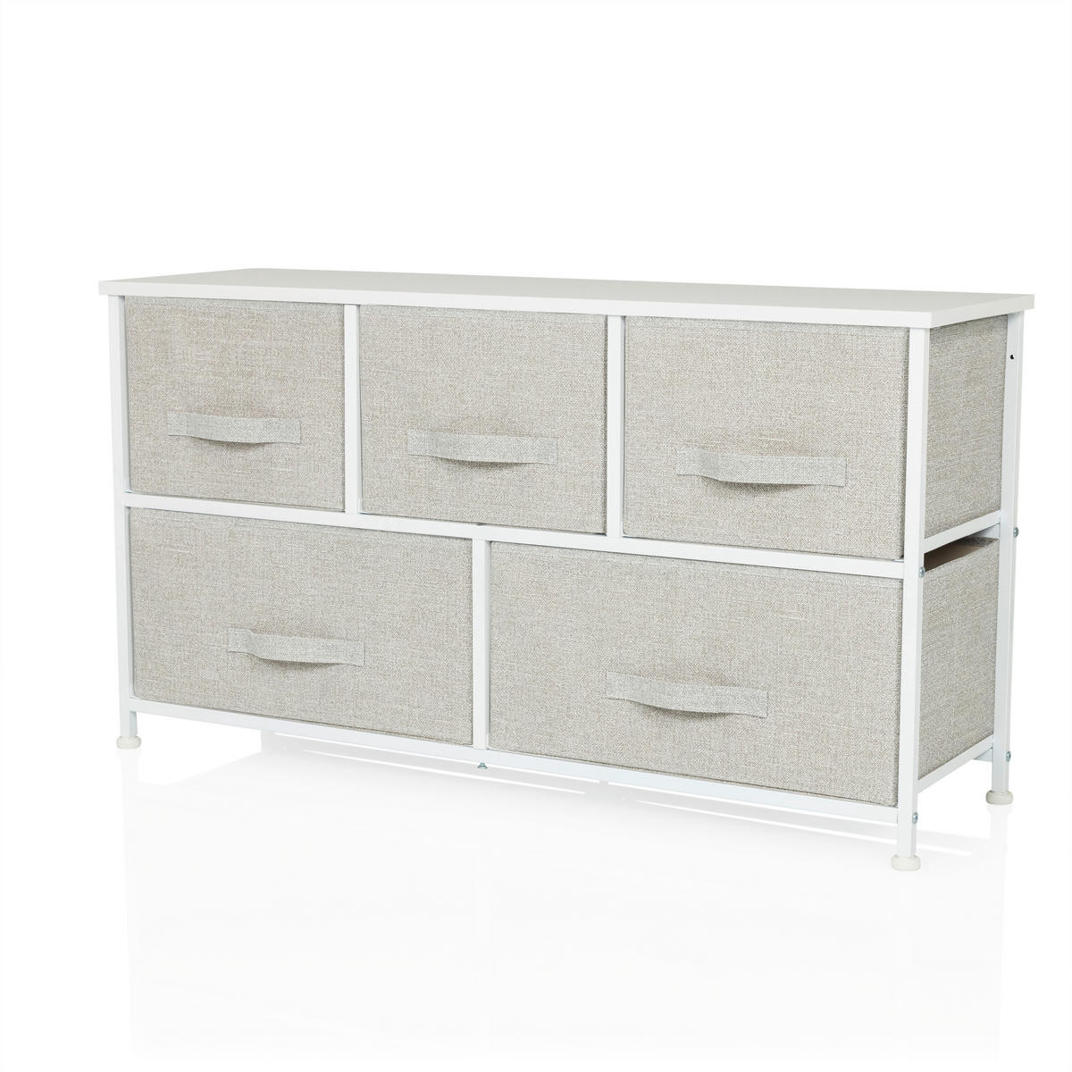 KOMMODE  in 100/55/30 cm  - Weiß/Grau, MODERN, Kunststoff/Textil (100/55/30cm) - MID.YOU