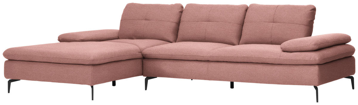 ECKSOFA in Webstoff Altrosa  - Schwarz/Altrosa, Design, Textil/Metall (179/301cm) - Chilliano