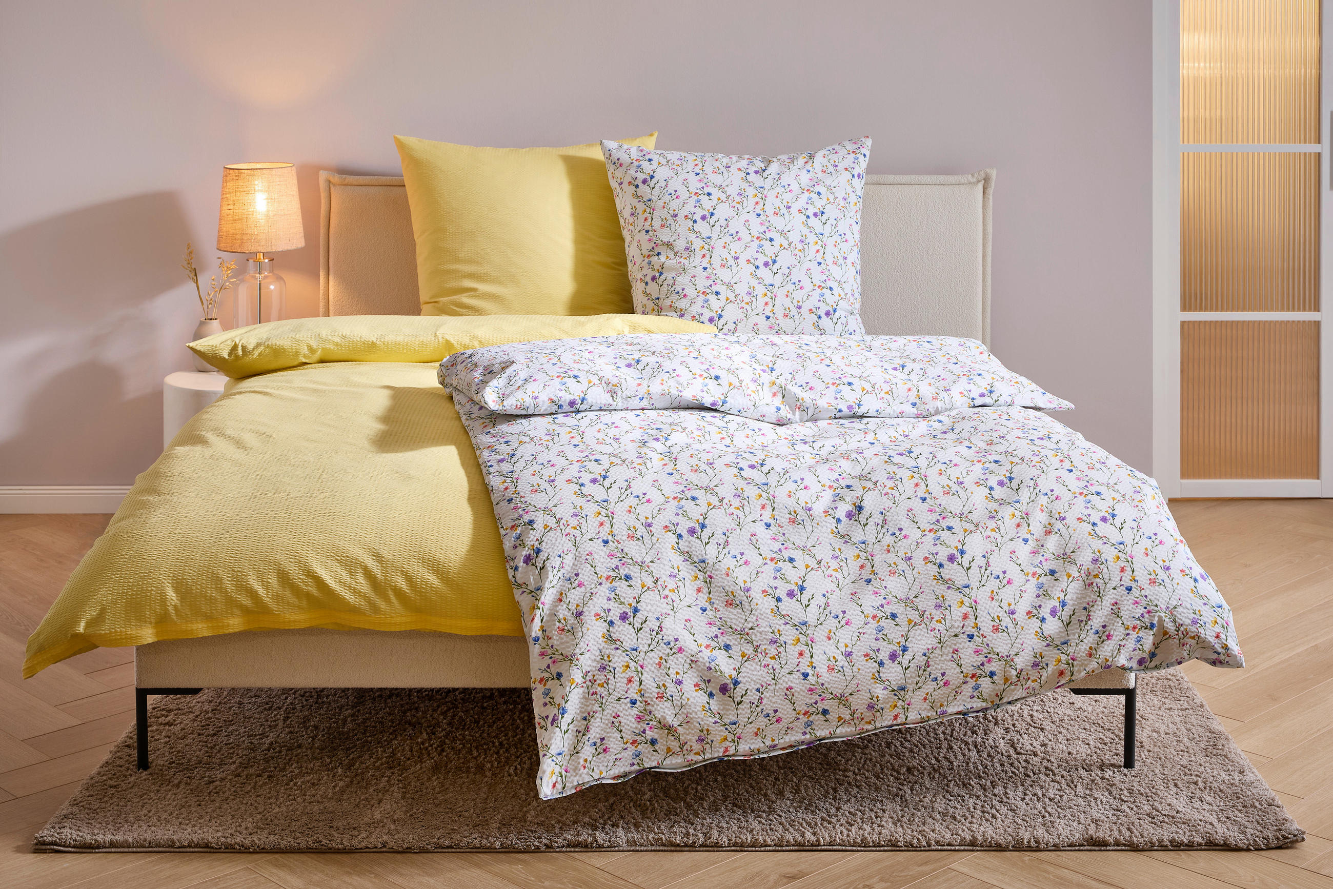 BETTWÄSCHE Piano Seersucker 135/200 cm  - Gelb, Basics, Textil (135/200cm) - Janine
