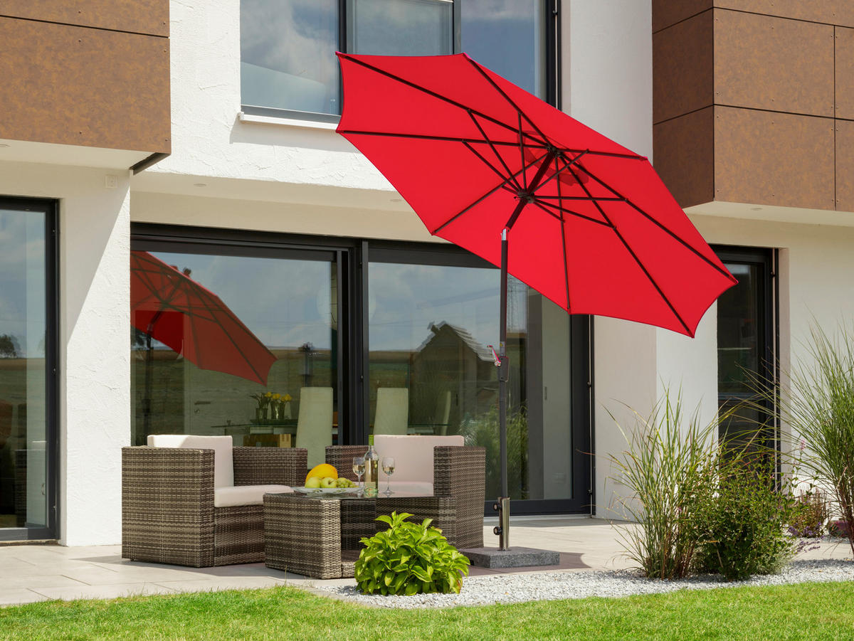 SONNENSCHIRM 270 cm Rot  - Anthrazit/Rot, Basics, Textil/Metall (270/260/270cm) - Schneider