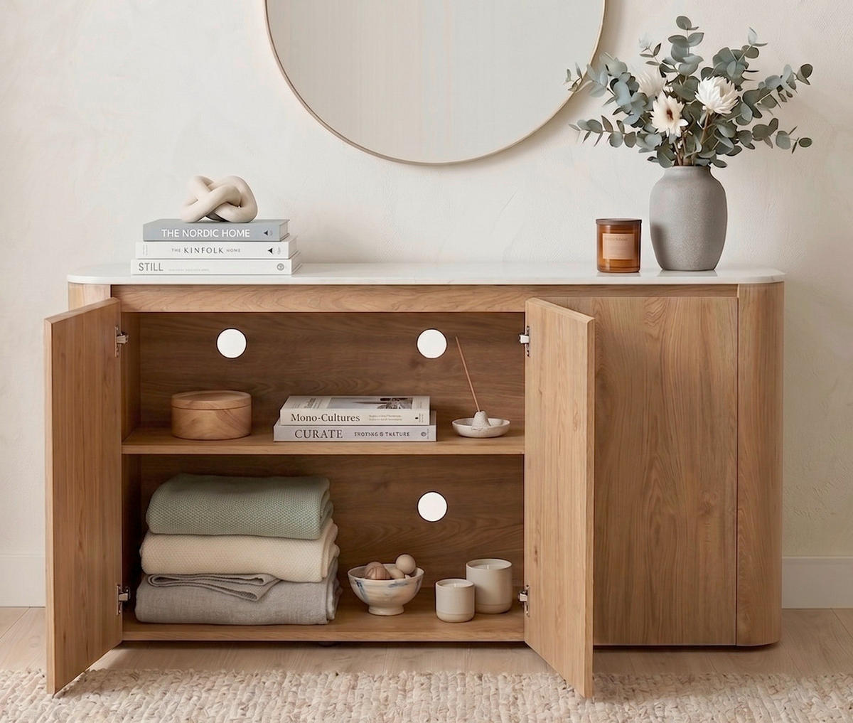 SIDEBOARD  150/74,1/39 cm  - Eichefarben/Weiß, KONVENTIONELL, Holzwerkstoff/Kunststoff (150/74,1/39cm) - MID.YOU