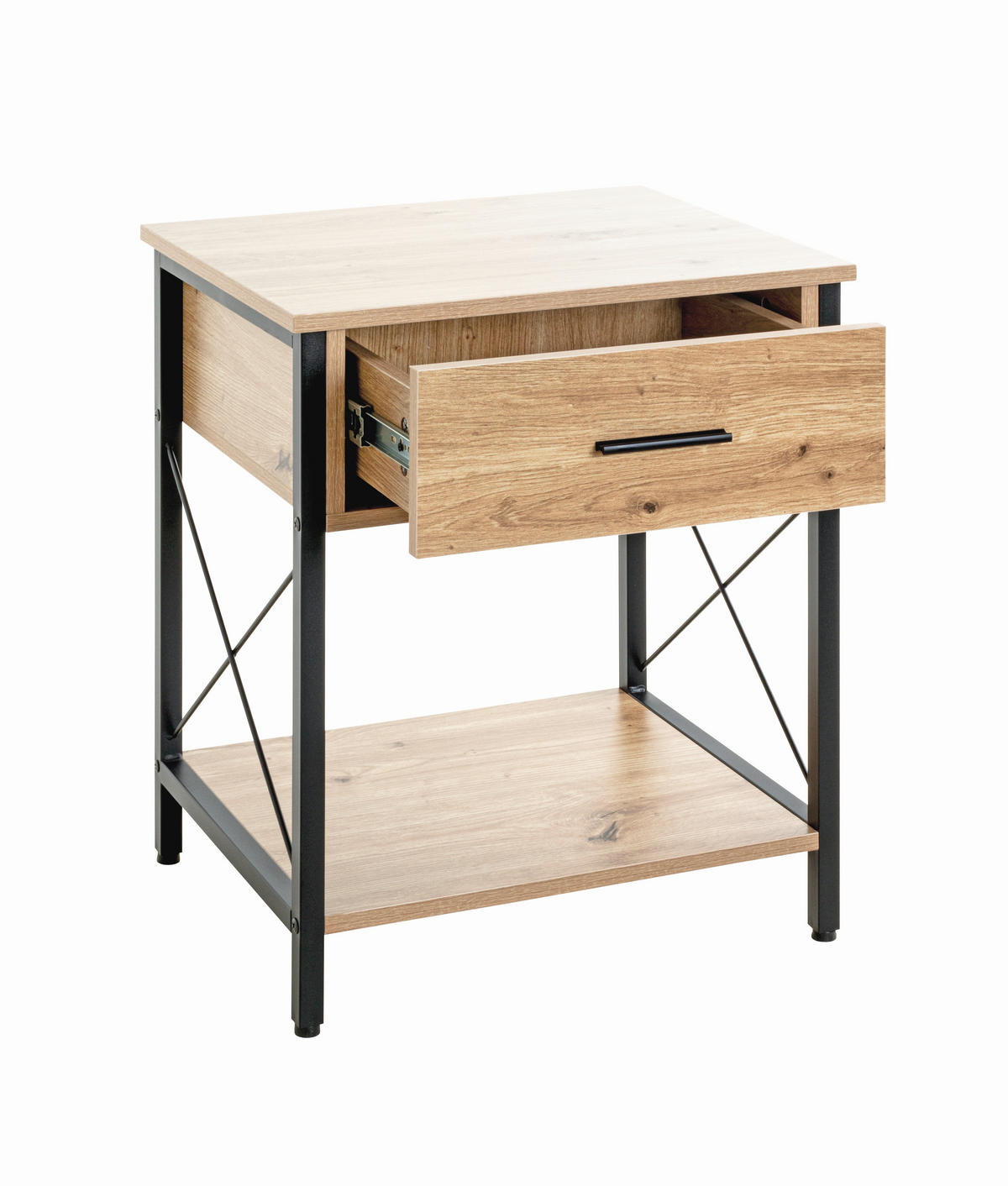 BEISTELLTISCH in Metall, Holzwerkstoff 45/40/60 cm  - Eichefarben/Schwarz, Design, Holzwerkstoff/Metall (45/40/60cm)