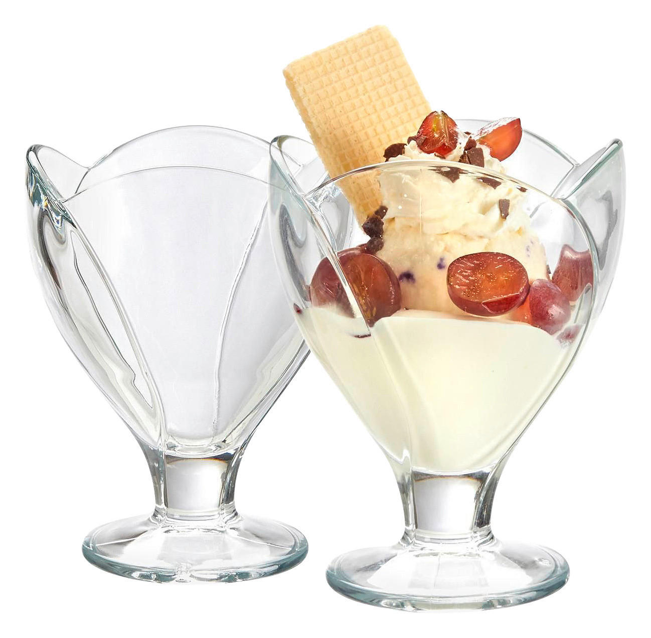 EISBECHER 2-teilig  - Transparent, KONVENTIONELL, Glas (27,0/12,5/10,0cm)