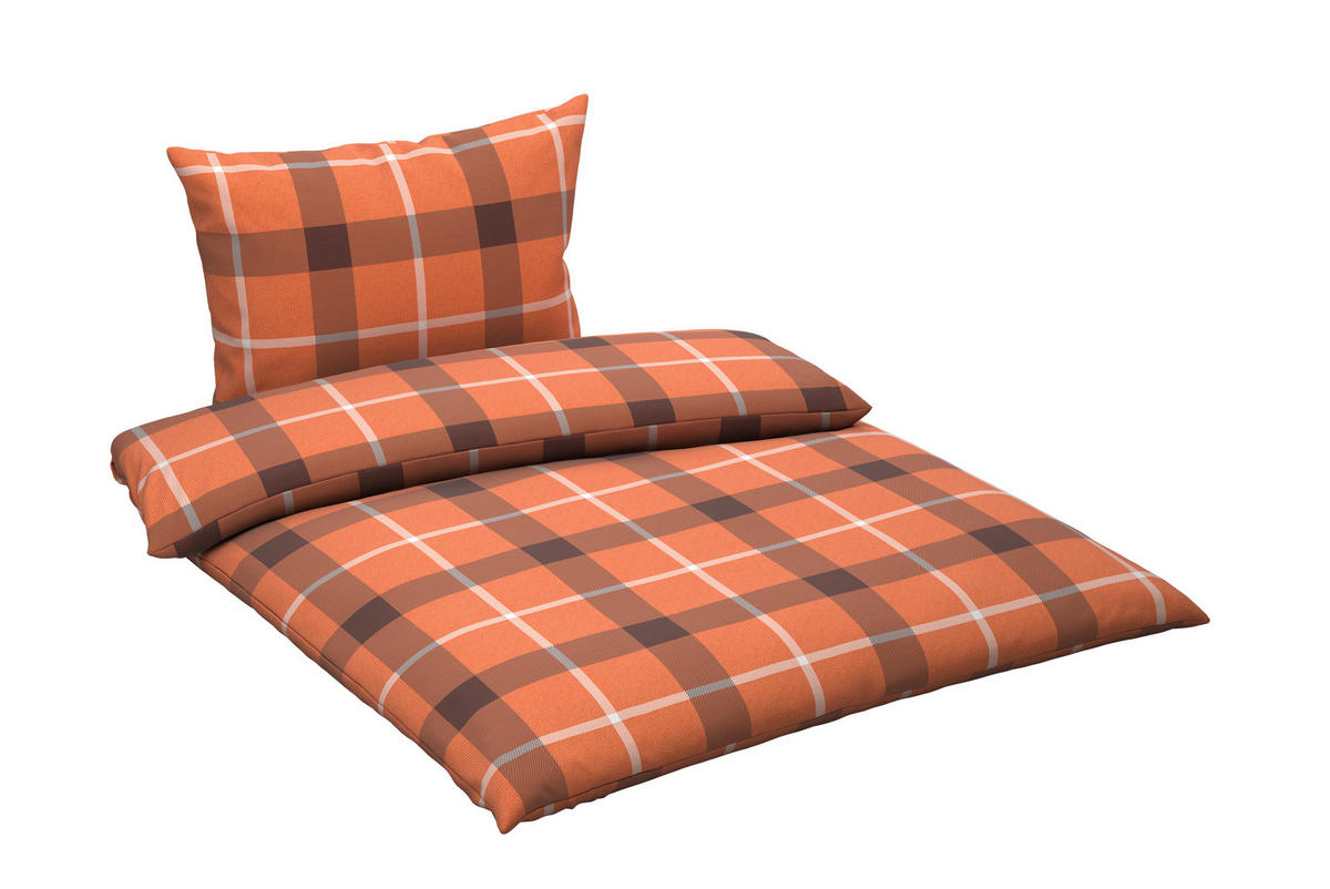 POSTEĽNÁ BIELIZEŇ, flanel, hnedá, oranžová, 140/200 cm - oranžová/hnedá, Natur, textil (140/200cm) - Esposa
