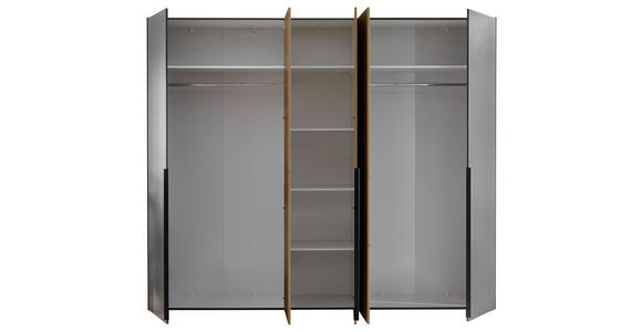 KLEIDERSCHRANK in Graphitfarben, Eichefarben - Eichefarben/Schwarz, KONVENTIONELL, Holzwerkstoff/Kunststoff (249/210/53cm) - Carryhome