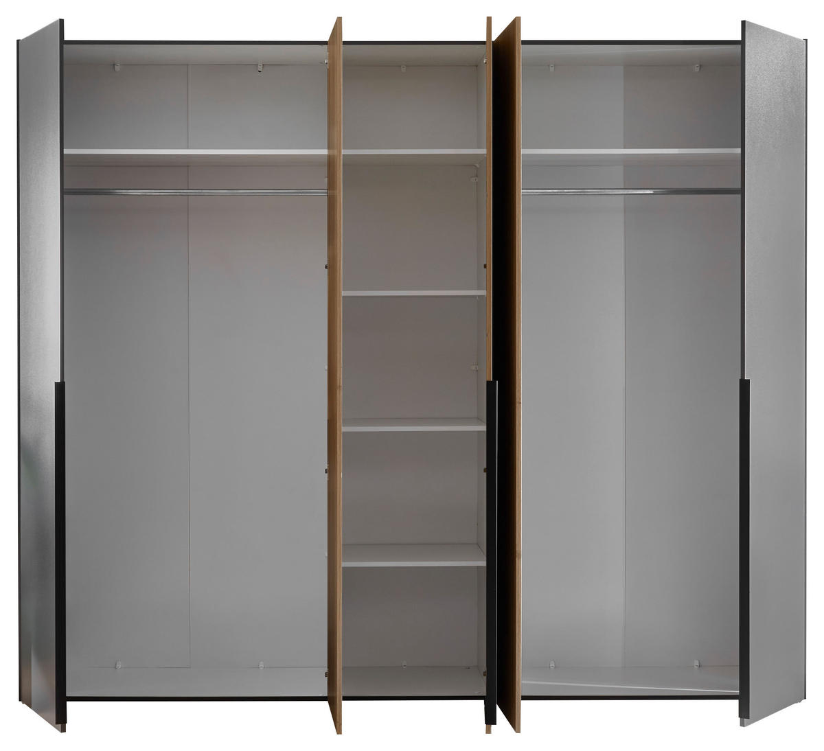 KLEIDERSCHRANK  in Graphitfarben, Eichefarben  - Eichefarben/Schwarz, KONVENTIONELL, Holzwerkstoff/Kunststoff (249/210/53cm) - Carryhome